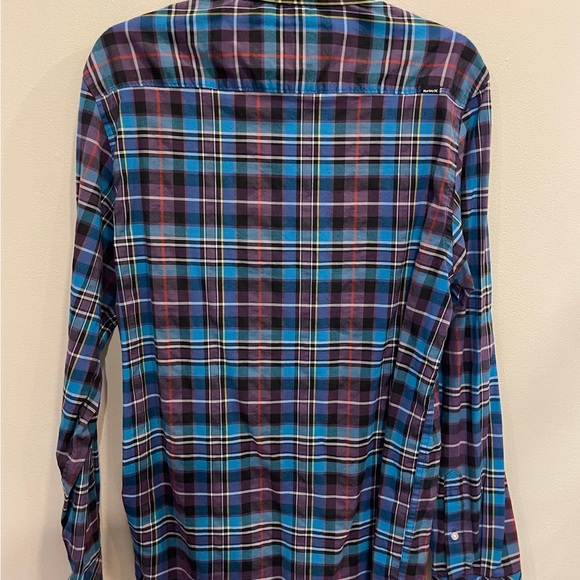 Hurley Long Sleeve Button Down Shirt Purple Turquoise - Picture 8 of 10